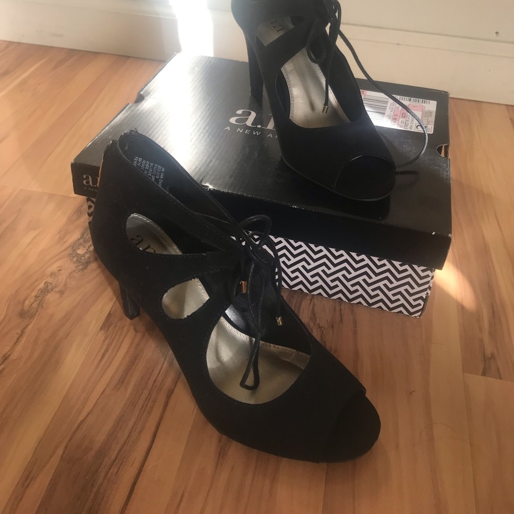 Black cut out high heels